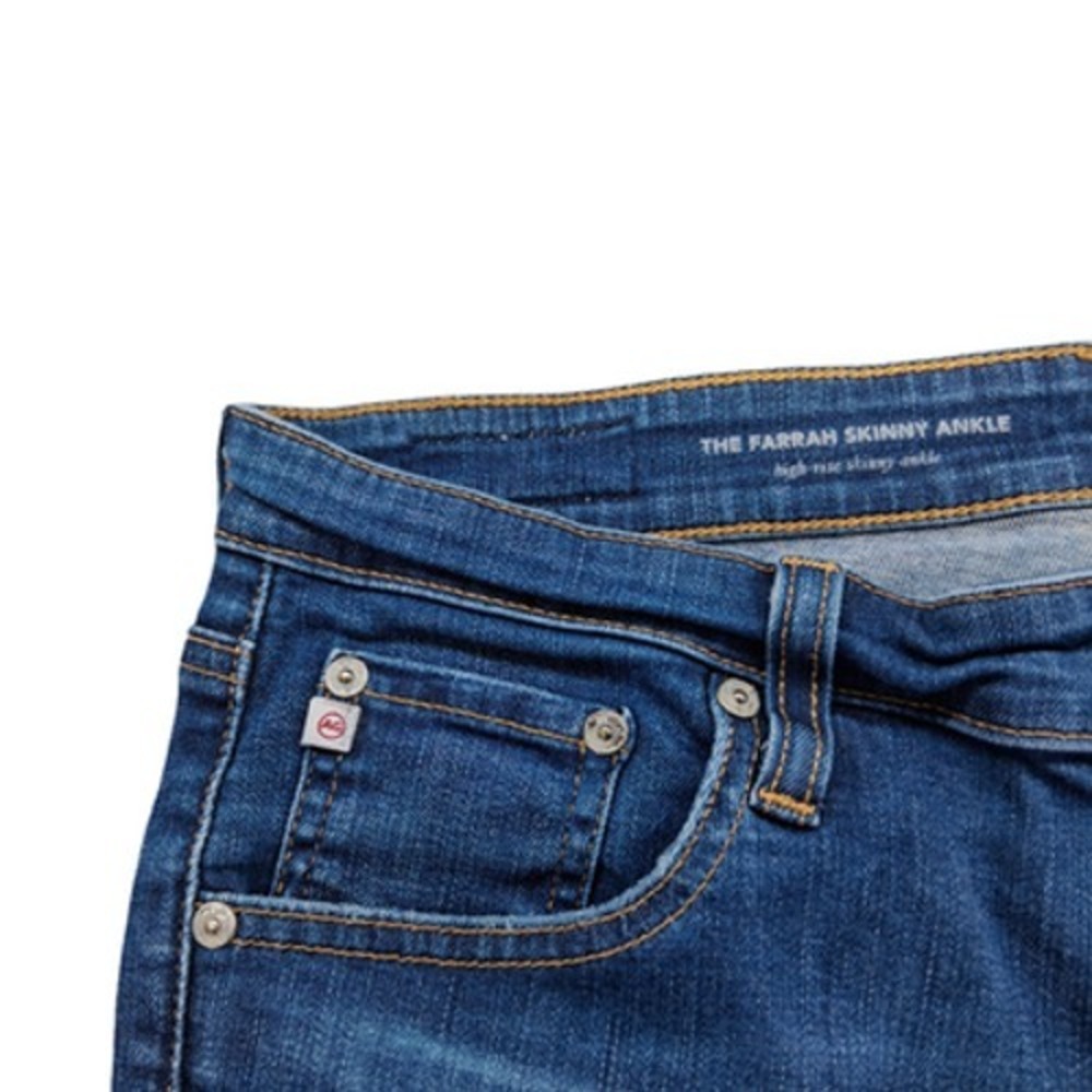 AG Farrah Skinny Ankle Jeans Womens 31R Blue Mid Rise Distressed Stretch Denim - Picture 3 of 11